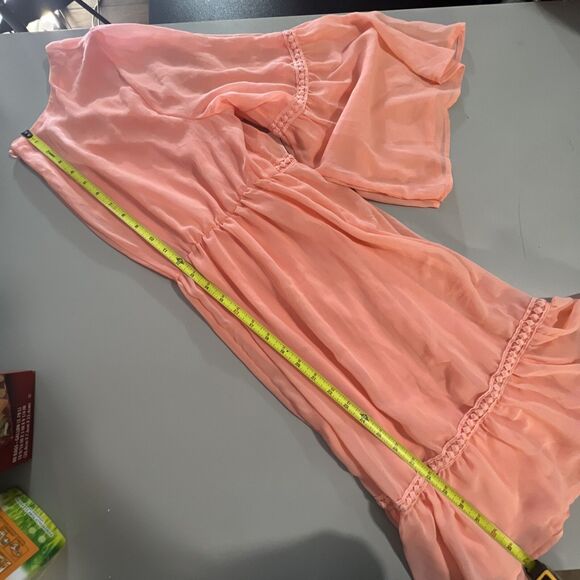 AUW Dress Women’s Plus 3X Short Chiffon Crocheted Retro 60’s ALine - Picture 8 of 9